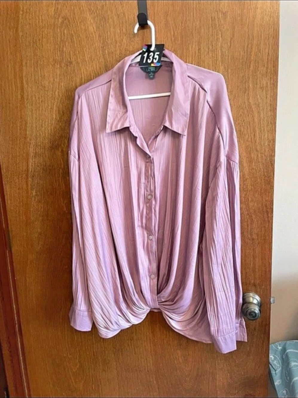Terra & Sky Women's Plus Twist Front Long Sleeve Blouse Twist Front Long Sleeve
